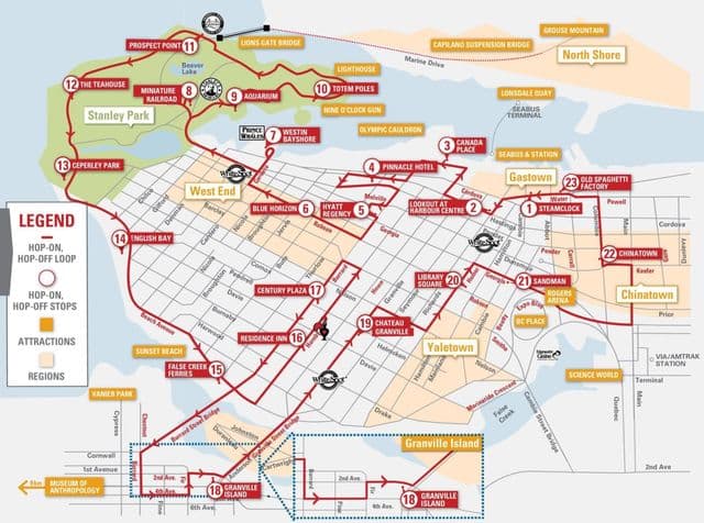 Plan des Big Bus de Vancouver