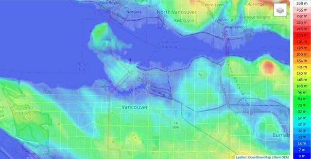 Plan de l'altitude de Vancouver