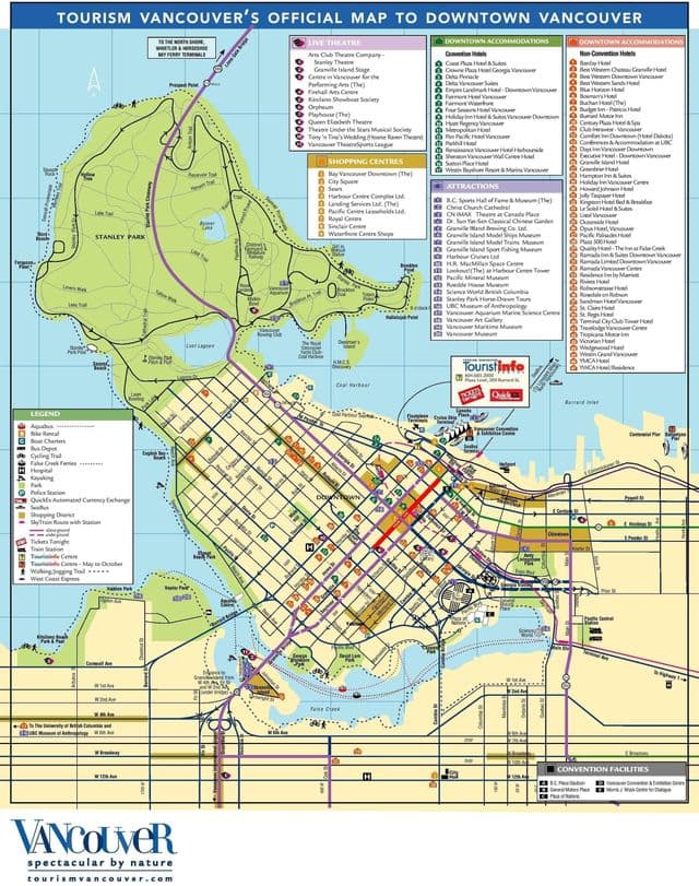 Plan des monuments de Vancouver