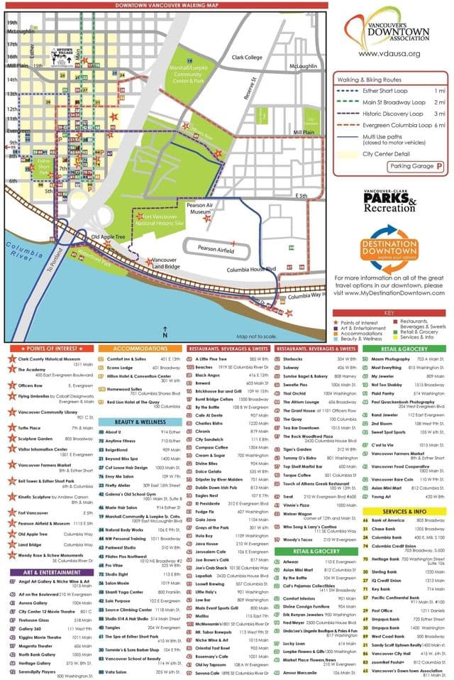 Plan des excursions à pied de Vancouver