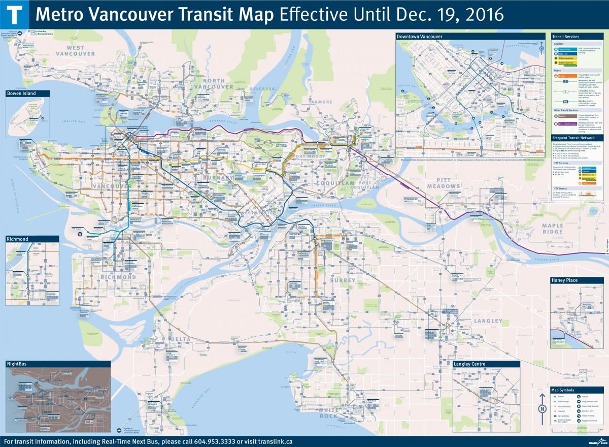 Plan des stations bus de Vancouver