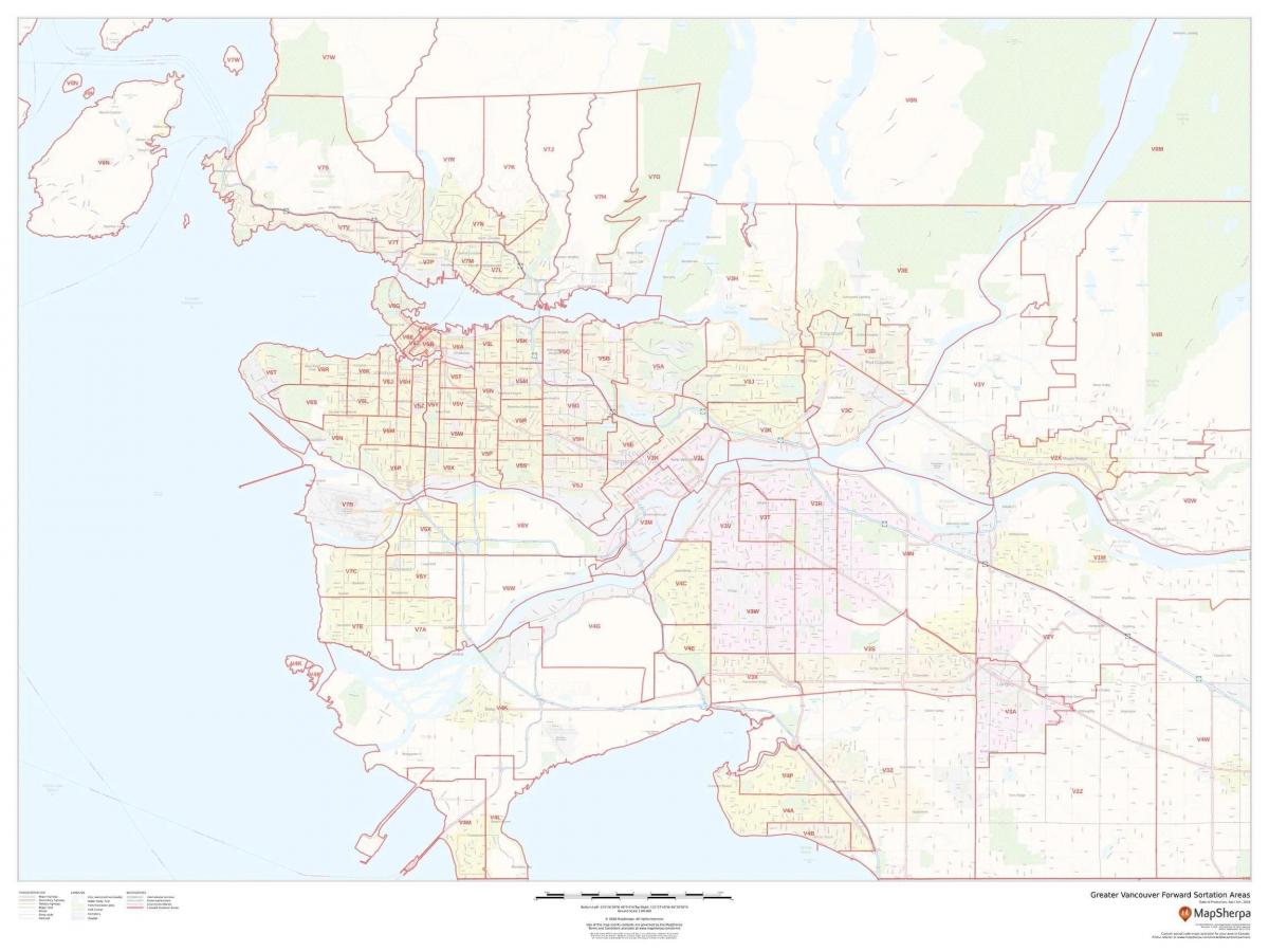 Plan des codes postaux de Vancouver