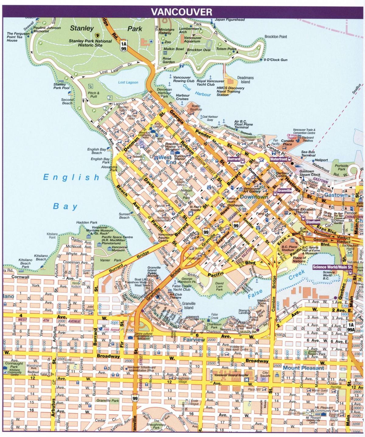 Plan des rues de Vancouver